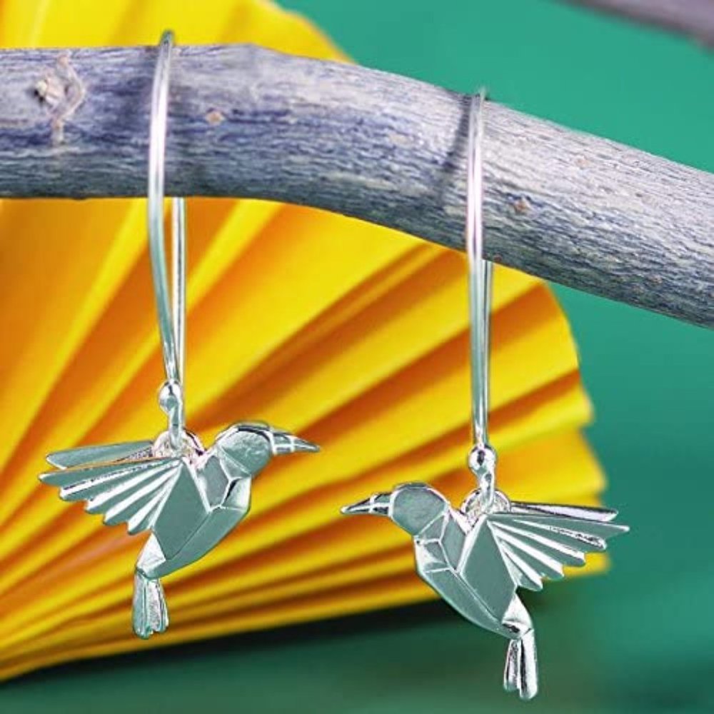 Boma Sterling Silver Origami Bird Earrings